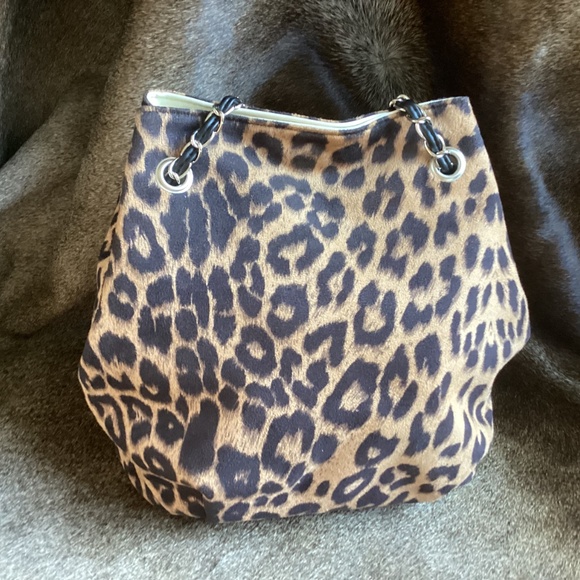Geir Ness Leopard Safari Print Gather Top Hobo Handbag - Picture 2 of 8